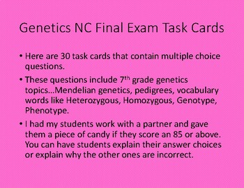 Preview of Middle School Genetics Task Cards NCFE Review