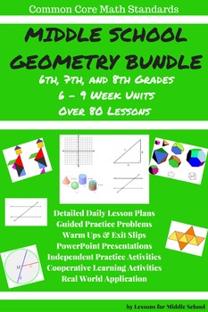 Preview of Geometry - Middle School Bundle: Grades 6-8 Geometry Standards - 27+ Weeks