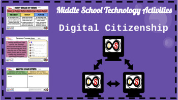 Preview of Middle School (Grades 6-8) ELA Digital Citizenship Bundle (Google Slides)