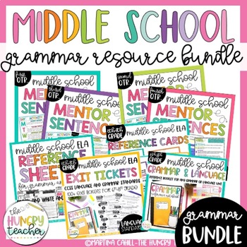 Preview of Middle School Grammar Activities Lessons and Assessment Bundle