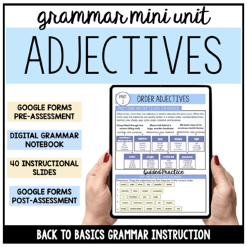 Preview of Middle School Grammar: Adjectives Digital Mini Unit