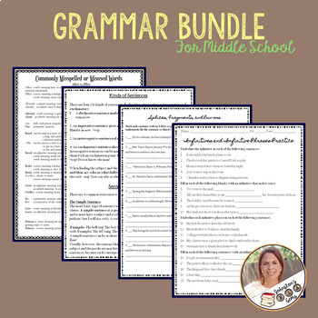Preview of Middle School Grammar Bundle- Covers Standards