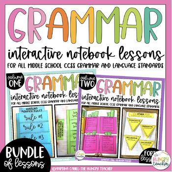 Preview of Middle School Grammar Interactive Notebook Lessons Activities Notes 6th 7th 8th