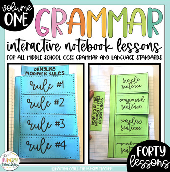 Preview of Middle School Grammar Interactive Notebook Lessons for 6th 7th and 8th