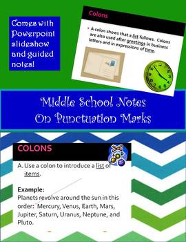Preview of Middle School Grammar Guided Notes on Punctuation Marks