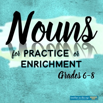 Preview of Nouns Worksheets for Practice or Enrichment Middle or High School Grammar