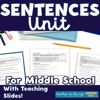 Preview of Middle School Grammar Sentence Unit Subjects Predicates Compound Complex Run-Ons