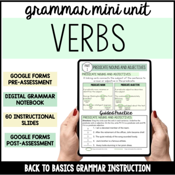 Preview of Middle School Grammar: Verbs Digital Mini Unit