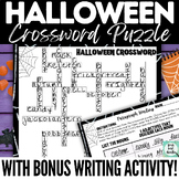 Middle School English ELA Fun Halloween Activity! Crosswor