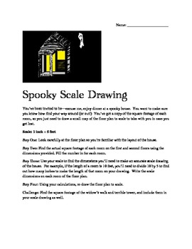 Preview of Middle School Halloween Math Activity Spooky Scale Drawing