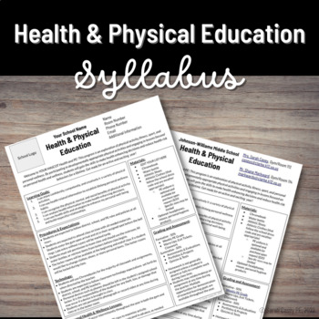 Preview of Editable One-Page Syllabus Template for Middle School Health & PE