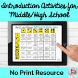 First Day Activities Middle High School No Print Speech | 