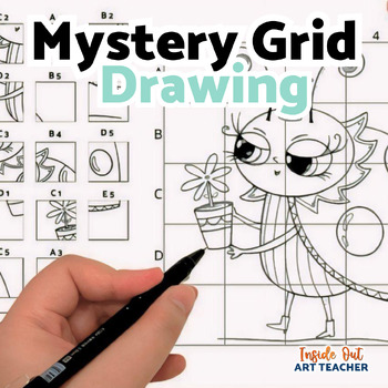 Preview of Middle School High School One-Day Art Activity/Sub Plan Grid Drawing Spring
