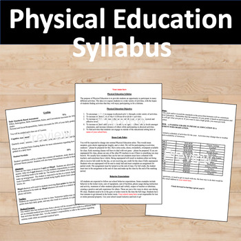 Preview of Middle School High School Physical Education PE Syllabus