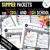 Middle School High School Summer Packets for Speech