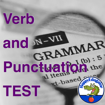 Preview of Middle School - High School Verb and Punctuation TEST and Easel Digital Activity