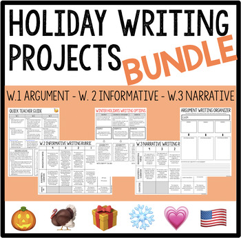 Preview of Middle School Holiday Writing Projects BUNDLE