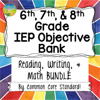 Preview of Middle School IEP Goal Objective Bank BUNDLE for Math & ELA