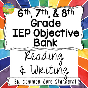 Preview of Middle School IEP Goal Objective Bank for Reading and Writing