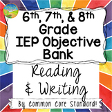 Middle School IEP Goal Objective Bank for Reading and Writing