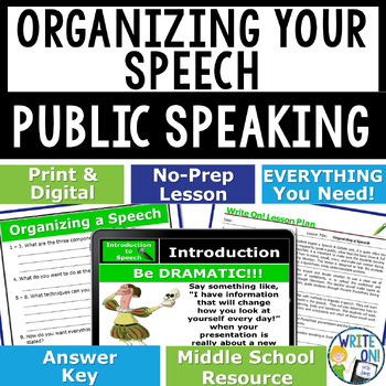 Preview of Public Speaking Introduction, Speech and Debate Lesson - Organizing a Speech
