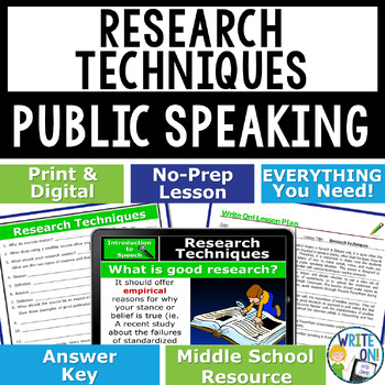 Preview of Public Speaking Introduction, Speech and Debate Lesson - Research Techniques