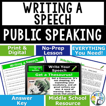Preview of Public Speaking Introduction, Speech and Debate Lesson - Writing a Speech