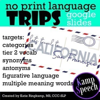 Preview of Middle School Language Therapy Activities: No Print Trips-San Francisco