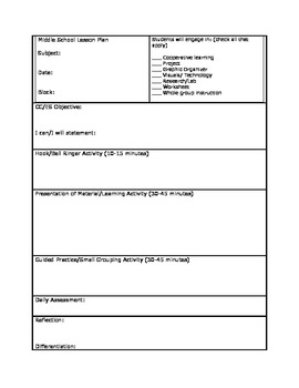 Middle School Lesson Plan Template Freebie By Charlee Allen Loving Literacy   Original 406356 1 