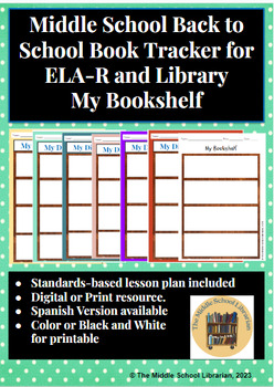 Preview of Middle School Library & ELA-R Digital Bookshelf Tracking, Summary and Review