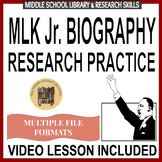 MLK Jr. Middle School Library Research Skills Practice wit