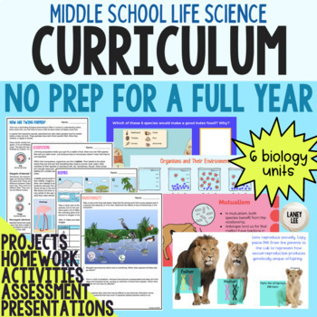 Preview of Middle School Life Science Curriculum - FULL YEAR