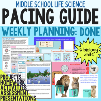 Preview of Middle School Life Science Pacing Guide - FULL YEAR