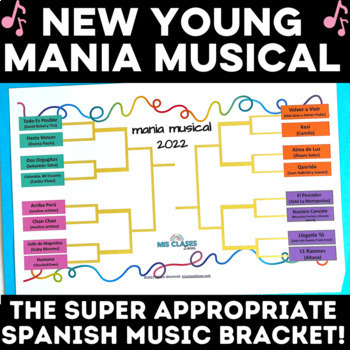 Preview of Middle School March Music Bracket Spanish Class YOUNG mania musical madness 22