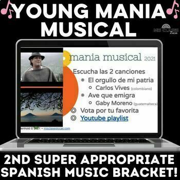 Preview of Middle School March Music Bracket Spanish class YOUNG mania musical madness 2