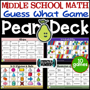 Preview of Middle School Math 10 Guess What? Games Digital Activity Google Slides/Pear Deck