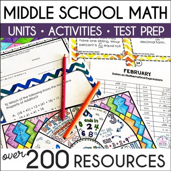 Preview of Middle School Math Activities and 6th Grade Curriculum Units, Year Long Resource