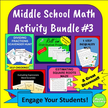 Preview of Middle School Math Activity Bundle #3