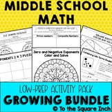 Middle School Math Activity Pack - Low Prep Math Games, Ce