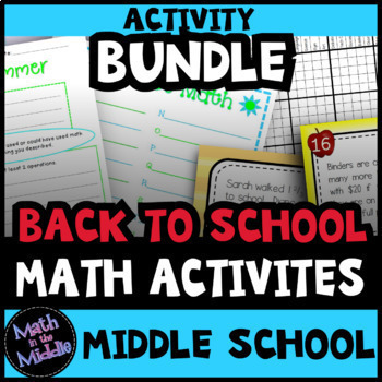 Preview of Middle School Math Back to School Math Activities BUNDLE