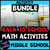 Middle School Math Back to School Math Activities BUNDLE