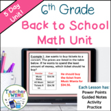 Middle School Math Back to School Unit - 6th Grade