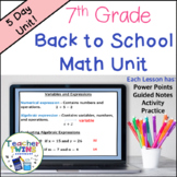Middle School Math Back to School Unit - 7th Grade