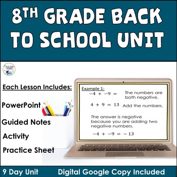 Preview of Middle School Math Back to School Unit - 8th Grade