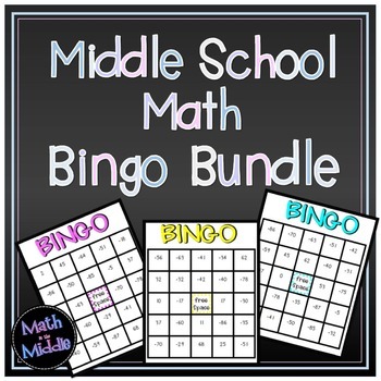 Preview of Middle School Math Bingo Math Review Game Bundle