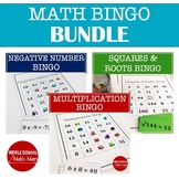 Math Bingo Game Bundle | Square Roots, Negative Number, an
