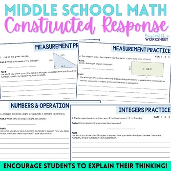 Preview of Middle School Math Constructed Response Practice