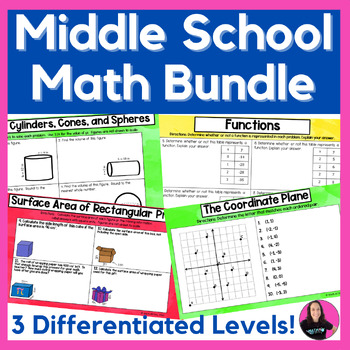 Preview of Middle School Math Bundle of Stoplight Activities for 6th 7th 8th Grade