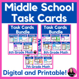 Middle School Math Bundle of Task Cards for 6th 7th 8th Grade