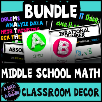 Preview of Middle School Math Classroom Decor BUNDLE